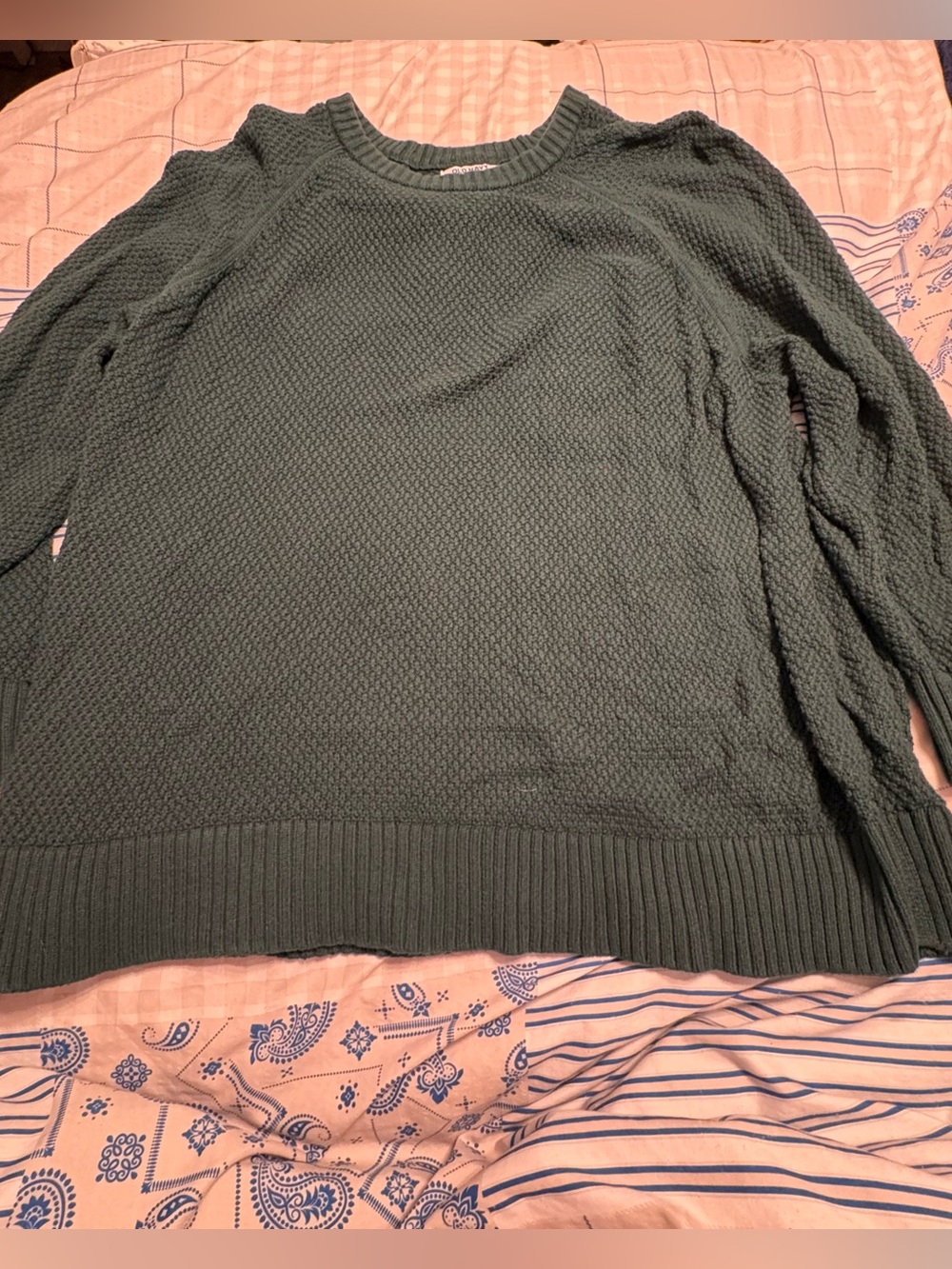 Old Navy Women's Forest Green Textured Crewneck Sweater